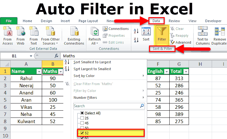 Filtru automat în Excel
